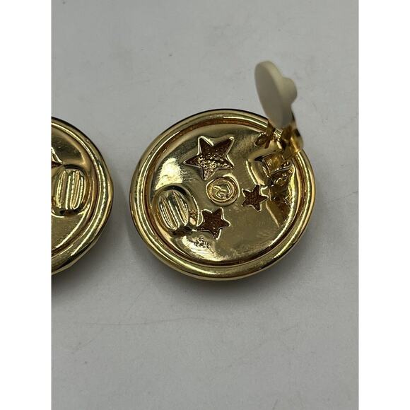 Swarovski Swan Blue Enamel Pave Crystal Star Moon Saturn Brooch & Clip Earrings - Picture 14 of 15